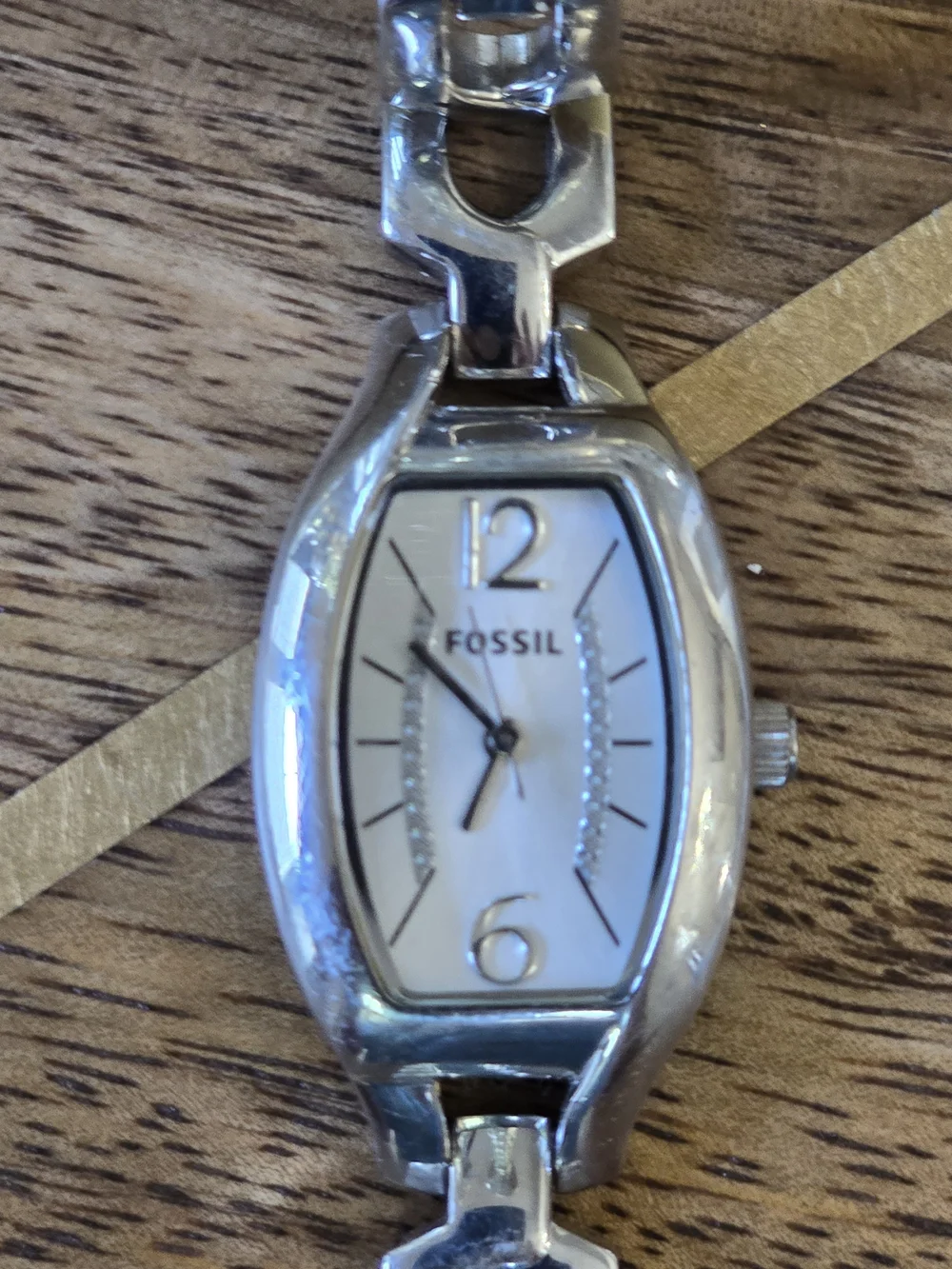 Fossil Women's Silver Link Bracelet Watch with White Dial